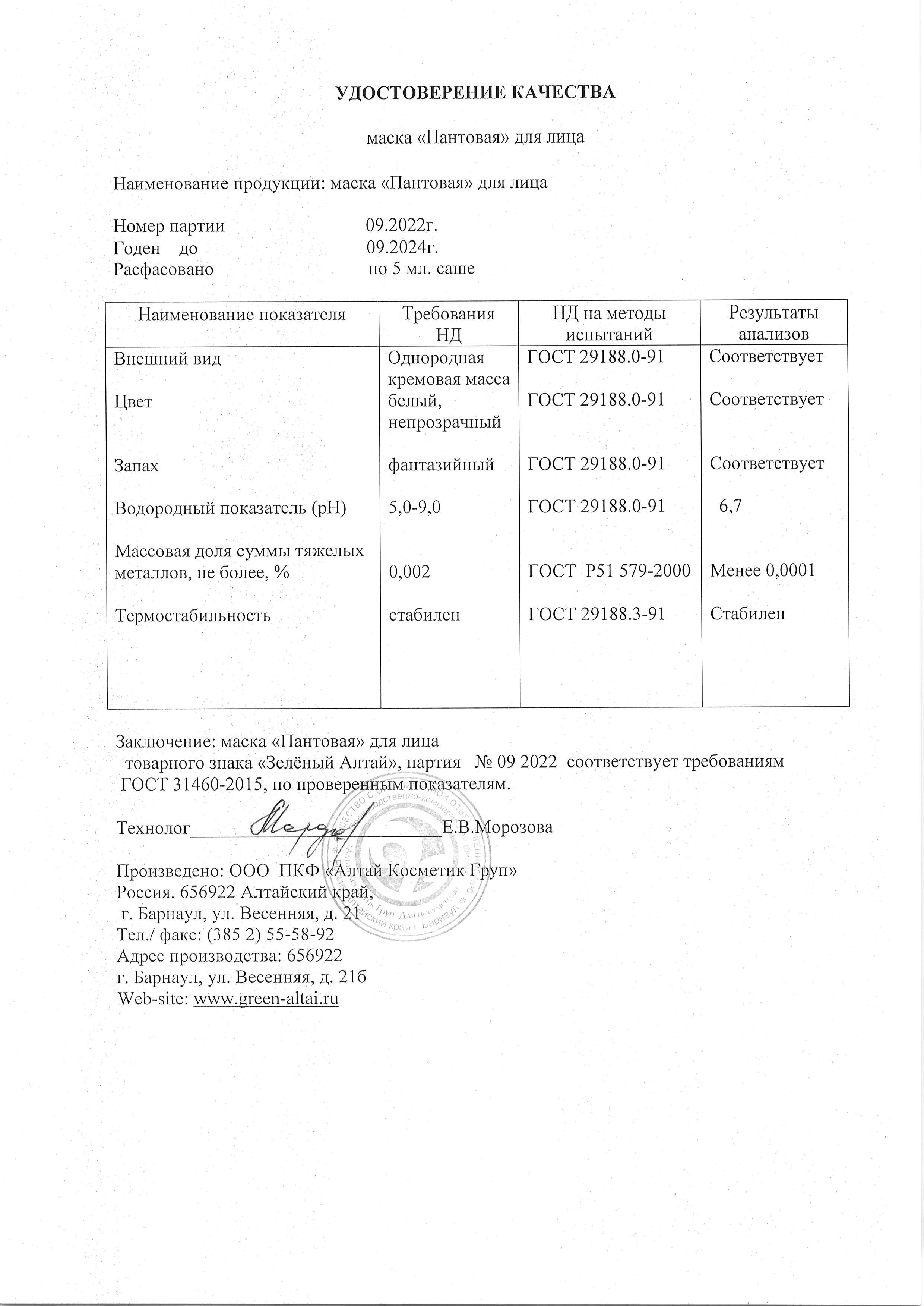 Паспорт №092022